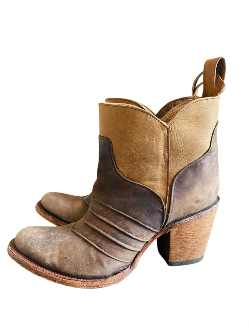 Corral Circle G Distressed Chocolate Women's 8 Ankle Boots Booties Pull on L5236 - Picture 2 of 12